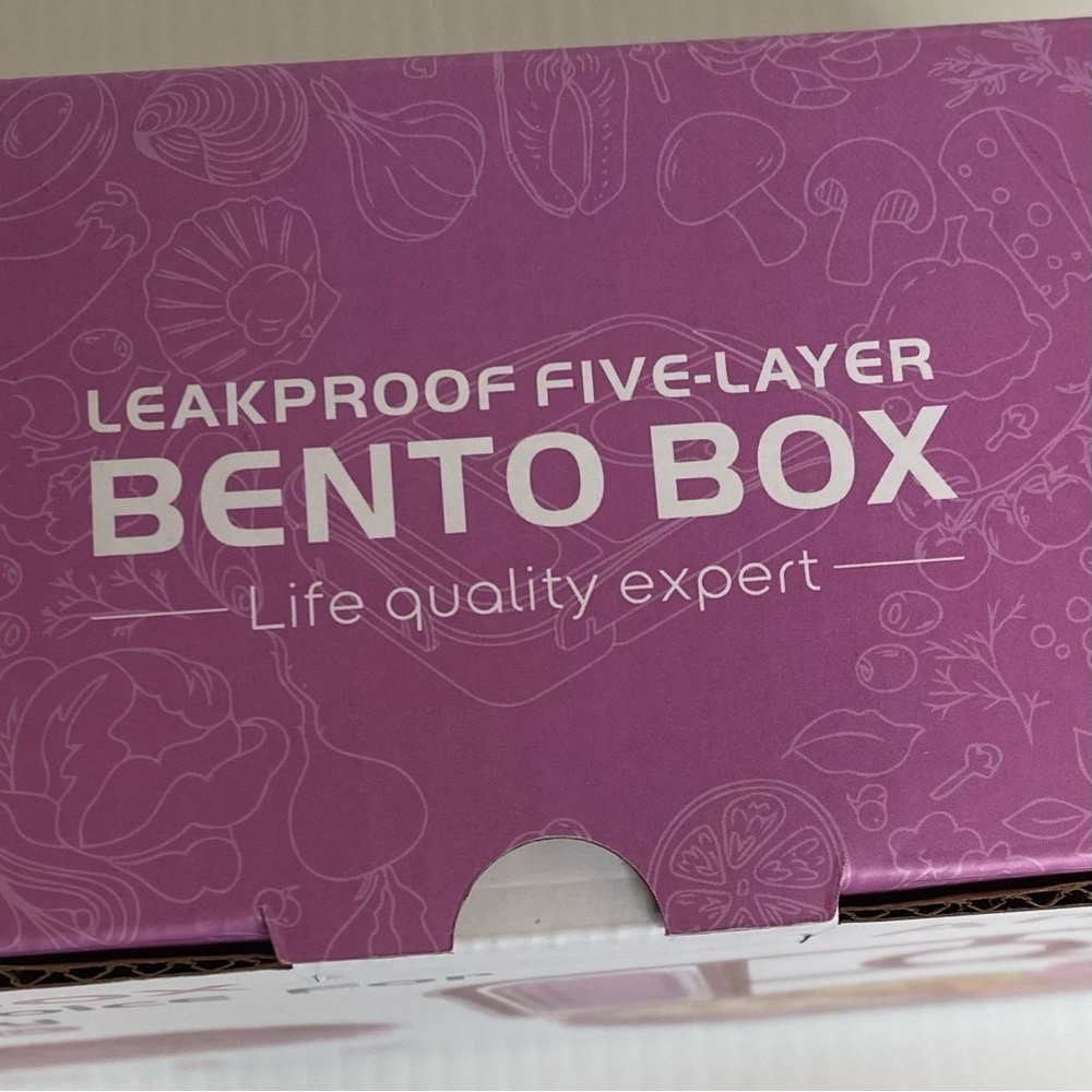 Amathley Bento Box With 5 Compartments For Lunches Adults, Kids, Purple BPA Free - Picture 2 of 8